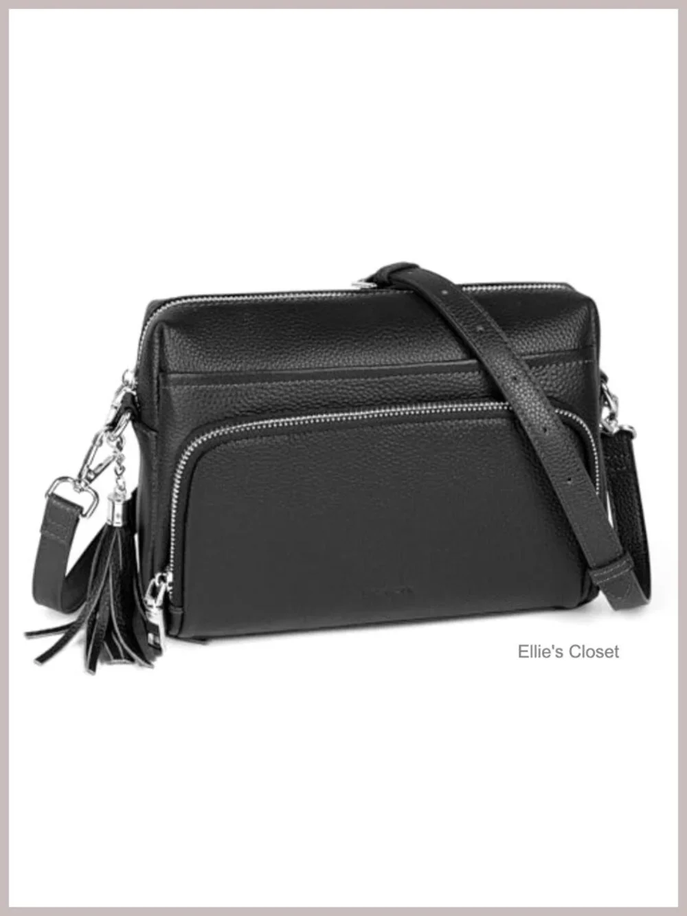 Genuine Leather Crossbody Bag with RFID Wallet Tassel Travel Purse